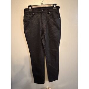 Versona Womens Black Pinstripe Sparkle Pants Size 8